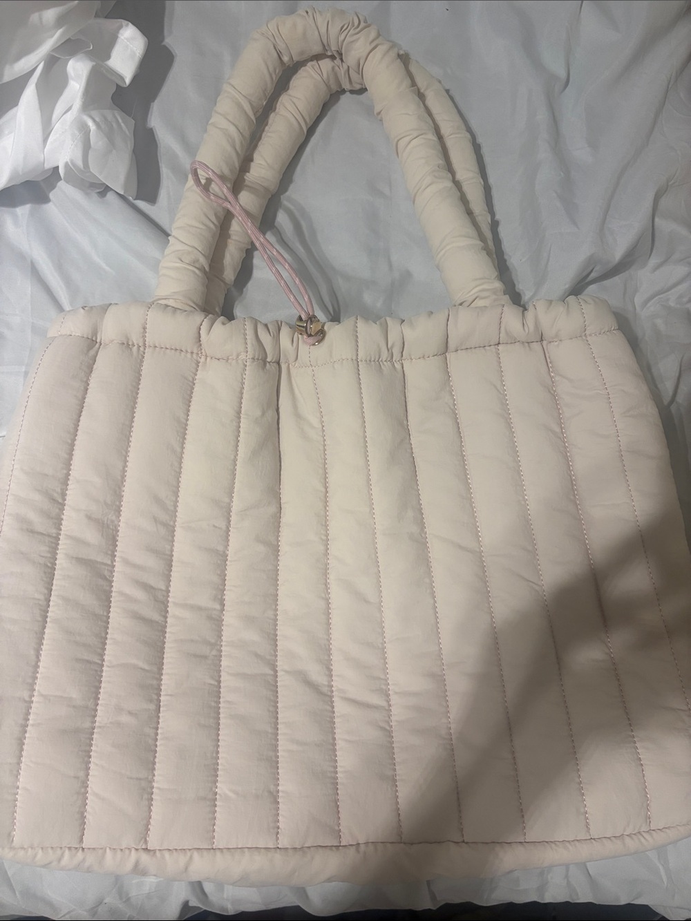 Universal Thread Quilted Cream Tote with Padded Handles